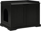 unipaws Black Cat Litter Box Enclosure Furniture, Kitty Hidden Cover, Concealed by unipaws