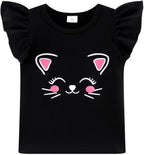 Girls Skirt Set 2 Piece Outfit Toddler Summer Clothes Ruffle Sleeve T-Shirt Bow - Image 4