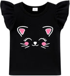 Girls Skirt Set 2 Piece Outfit Toddler Summer Clothes Ruffle Sleeve T-Shirt Bow - Image 4