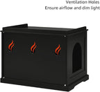 unipaws Black Cat Litter Box Enclosure Furniture, Kitty Hidden Cover, Concealed - Image 6