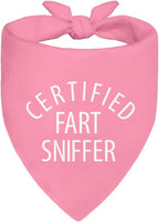 Certified Fart Sniffer Pink Dog Bandana, Funny Pet Bandana Adjustable Scarf by ZBBFSCSB