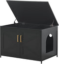 unipaws Black Top Opening Cat Litter Box Enclosure, Flip Top XL Extra Large Cat by unipaws