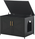 unipaws Black Top Opening Cat Litter Box Enclosure, Flip Top XL Extra Large Cat by unipaws