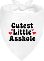 Cutest Little Asshole White Dog Bandana, Cute Soft Pet Scarf Decor, Funny Pet by ZBBFSCSB