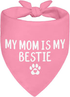 My Mom is My Bestie Pink Dog Bandana, Funny Pet Bandana Adjustable Scarf by ZBBFSCSB