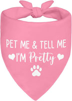 Pet Me & Tell Me I'm Pretty Pink Dog Bandana, Cute Adjustable Scarf by ZBBFSCSB