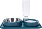 Double Dog Cat Bowl Set with Automatic Water Dispenser, Stainless Steel by JiangYanus