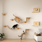 Cat Wall Shelves, Wood 8-in-1 Cat Wall Furniture Set, Large Cat Shelves by Nyeekoy