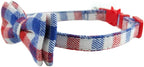 Cat Collar Breakaway with Bell and Bow Tie, Plaid Design Adjustable Safety - Image 3