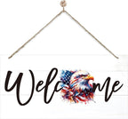 Welcome Sign for Front Door, Welcome Decor Wooden Hanging Sign for Wall Decor by corner+wind