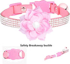 Cat Collars, Rhinestone for Girl Cats Bling Kitten Flower Adjustable Breakaway - Image 5