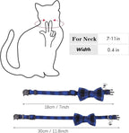 Blue Plaid Bow Dog Collar with Bell, Breakaway Cat Bell Collar with Bowtie - Image 4
