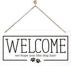 Welcome Sign for Front Door, Welcome Decor Wooden Hanging Sign for Dog Lover by corner+wind
