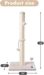 MECOOL 34” Tall Cat Scratching Post Premium Basics Kitten Scratcher Sisal - Image 4
