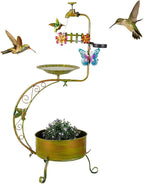 VEWOGARDEN Bird Bath for Outside, Solar Metal Outdoor Standing Birdbath by VEWOGARDEN