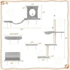 7-in-1 Cat Wall Shelves, Wall Mounted Cat Climber Set, Cat Furniture - Image 4