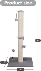 MECOOL 34“ Tall Cat Scratching Post Premium Basics Kitten Scratcher Sisal - Image 4