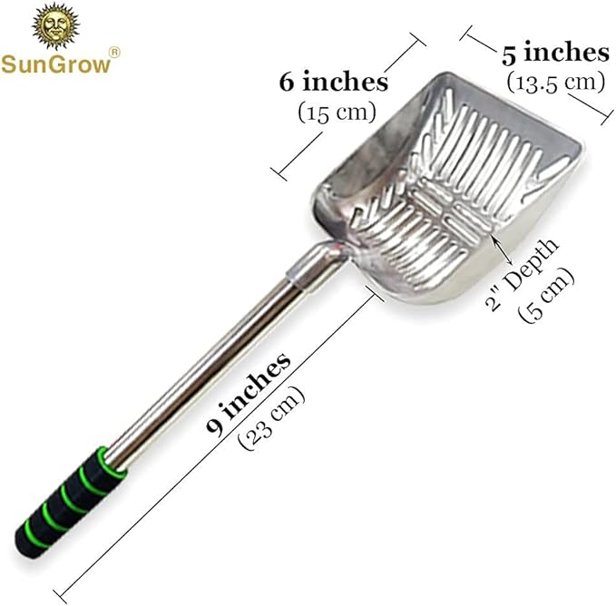 SunGrow Cat Litter Scoop, Stainless Steel Long Handle Chicken Coop Poop Scooper - Image 7