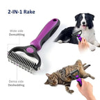 WePet Grooming Rake for Dogs & Cats, Double-Sided Deshedding Brush, Extra-Wide - Image 3
