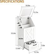 Dog Feeding Station with Storage Cabinet and 2 Elevated Dog Bowls, Hidden Pet - Image 9