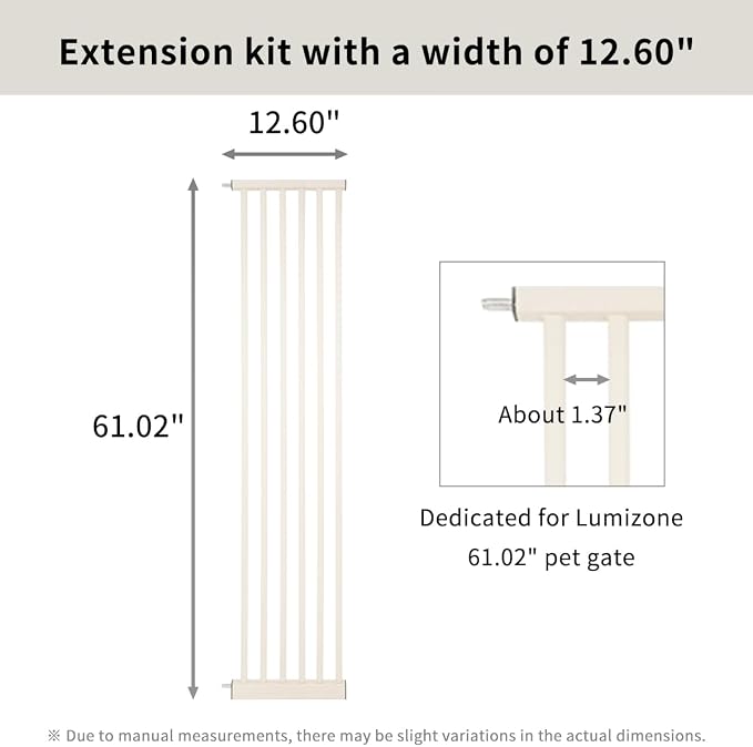 Lumizone Extra Tall Cat Gate Extension Kit 61.02" High Pressure Mounted 12.6" - Image 3