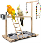 Bird Playground Parrot Playstand, Stand Fun Straw Bell Toys, Ladder Hanging by DbeansFlourithing