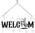 Welcome Sign for Front Door, Welcome Decor Wooden Hanging Sign for Wall Decor by corner+wind