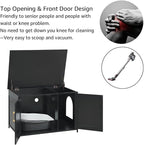 unipaws Black Top Opening Cat Litter Box Enclosure, Flip Top XL Extra Large Cat - Image 4