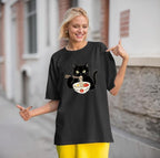 Cat Shirts for Women Oversized Cat Mom Shirt Animal Print Tops Cute Teen - Image 2