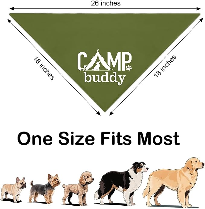 Camp Buddy Green Dog Bandana, Funny Puppy Scarf Photo Prop - Image 2