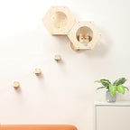 KATRIS Cat Shelves with 3 Steps Scratcher Post & Hammock, Wall Mounted Climbing - Image 3