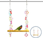 FRCOLOR Pet Bird Swing Hanging Chewing Toy 7.87 Inch Wooden Parrot Stand - Image 4