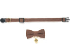 Soft Corduroy Cat Collar with Bell and Bowtie, Safety Breakaway Clasp, - Image 4