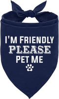 I'm Friendly Please Pet Me Dog Bandana, Dark Blue Dog Bandana, Funny Cute Pet by ZPPRJF