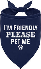 I'm Friendly Please Pet Me Dog Bandana, Dark Blue Dog Bandana, Funny Cute Pet by ZPPRJF