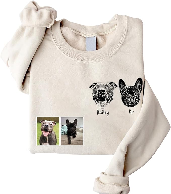 Personalized Dog Photo Sweatshirt, Custom Sweatshirt from Pet Photo, Cat Mom by Famiheart
