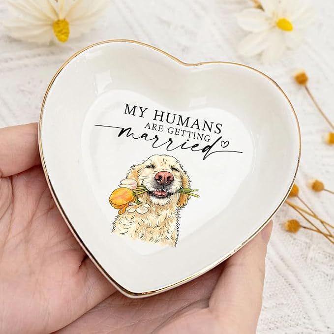 Gossby Custom Pet Portrait Watercolor Heart Ring Dish by Gossby