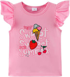 Girls Skirt Set 2 Piece Outfit Toddler Summer Clothes Ruffle Sleeve T-Shirt Bow - Image 4