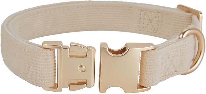 Soft Cotton Dog Collar with Metal Buckle Adjustable Heavy Duty Comfy Corduroy - Image 2