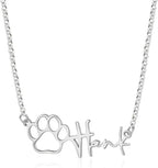 Personalized Cute Dog Cat Paw Name Necklace Forever Love Custom Heart Pendant by RESVIVI
