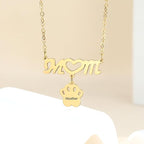 Personalized Cute Dog Cat Paw Name Necklace Forever Love Custom Heart Pendant - Image 3