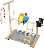 Bird Playground Parrot Playstand, Stand Fun Straw Bell Toys, Ladder Hanging - Image 7
