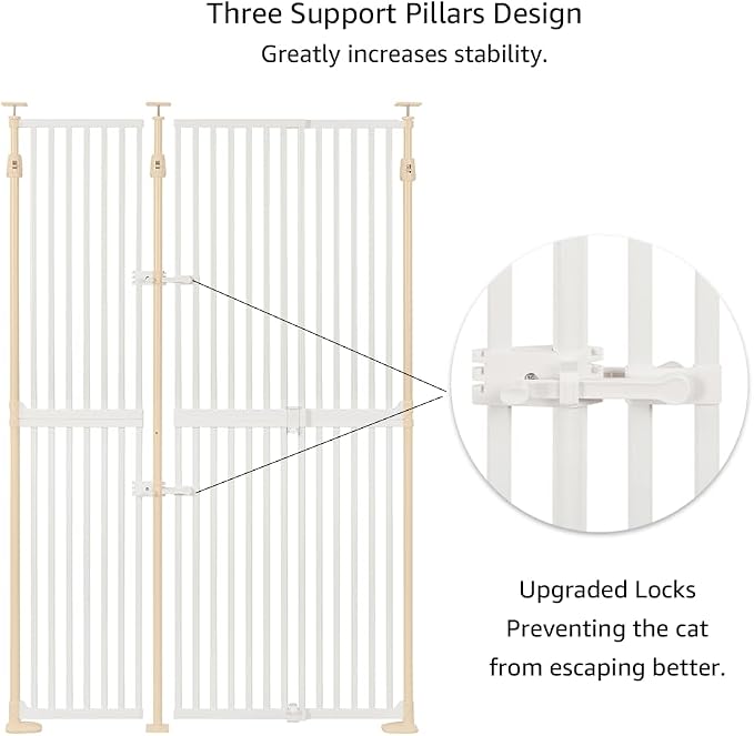 unipaws 75" High Extra Tall Cat Gate, Auto Closing and No Drilling Safety Gate - Image 5