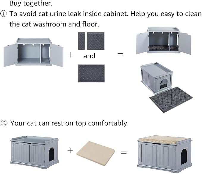 unipaws Cat Litter Box Enclosure Furniture, Cat Washroom, Hidden Litter Box - Image 7