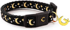 waaag Gold Moons and Stars Safety Breakaway Cat Collar, Glow in The Dark by WAAAG