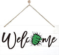 Welcome Sign for Front Door, Welcome Decor Wooden Hanging Sign for Wall Decor by corner+wind