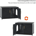 unipaws Black Top Opening Cat Litter Box Enclosure, Flip Top XL Extra Large Cat - Image 6