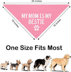 My Mom is My Bestie Pink Dog Bandana, Funny Pet Bandana Adjustable Scarf - Image 2