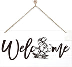Welcome Sign for Front Door, Welcome Decor Wooden Hanging Sign, Fun and Trendy by corner+wind