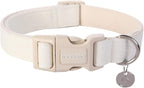 DOGWONG Cotton Hemp Dog Collar, Heavy-Duty White Dog Collar Adjustable Soft by DOGWONG